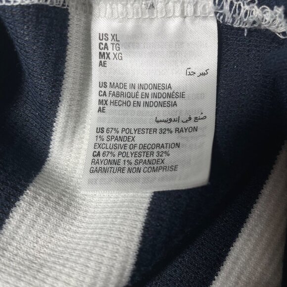 Women's Tank Top Size XL Navy & White Striped Crochet Detail By Charter Club - Picture 6 of 11